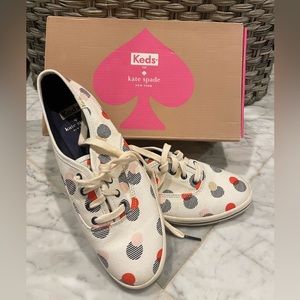 Kate spade keds. White with navy orange light pink and tan polka dots. Size 6.5